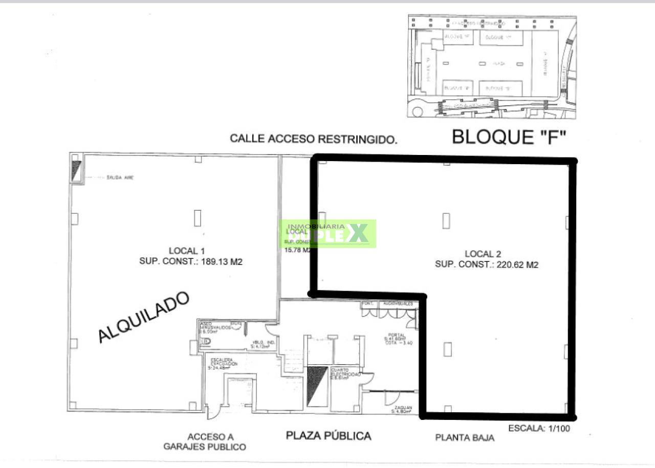 Gran local comercial de 220 m² frente a plaza pública en Campolongo (Ciudad Administrativa)