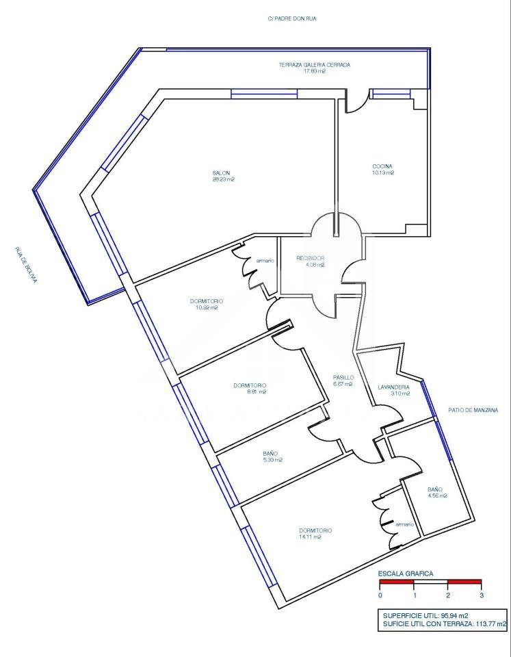 SE VENDE PISO TOTALMENTE EXTERIOR Y LUMINOSO DE 4 HABITACIONES PRÓXIMO A LA PLAZA ELIPTICA EN LA CIUDAD DE VIGO