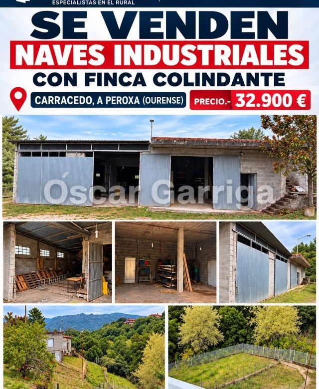 ¡OPORTUNIDAD INMOBILIARIA EN PLENA NATURALEZA!  SE VENDEN NAVES INDUSTRIALES CON FINCA COLINDANTE